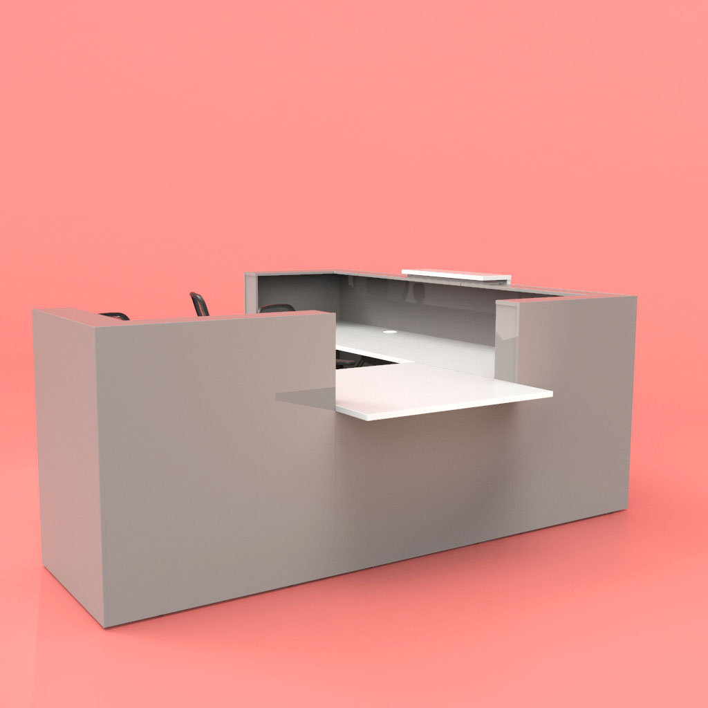 Qube Reception Desk - L Shape - Left Hand - Front Central Disabled Access