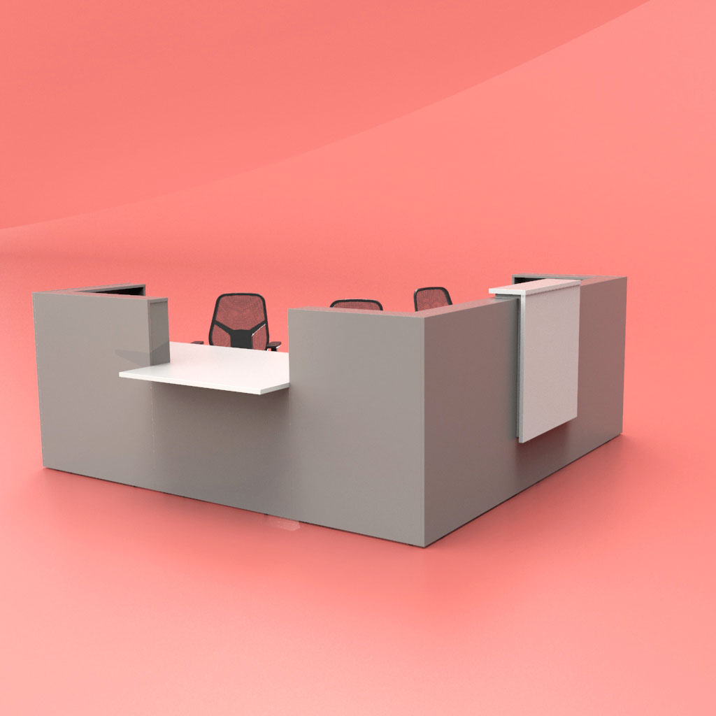 Qube Reception Desk - L Shape - Left Hand - Front Central Disabled Access
