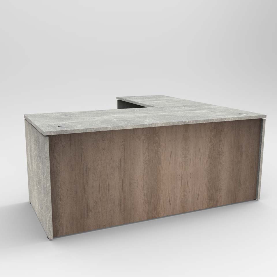 Grey L-Shaped Office Desk