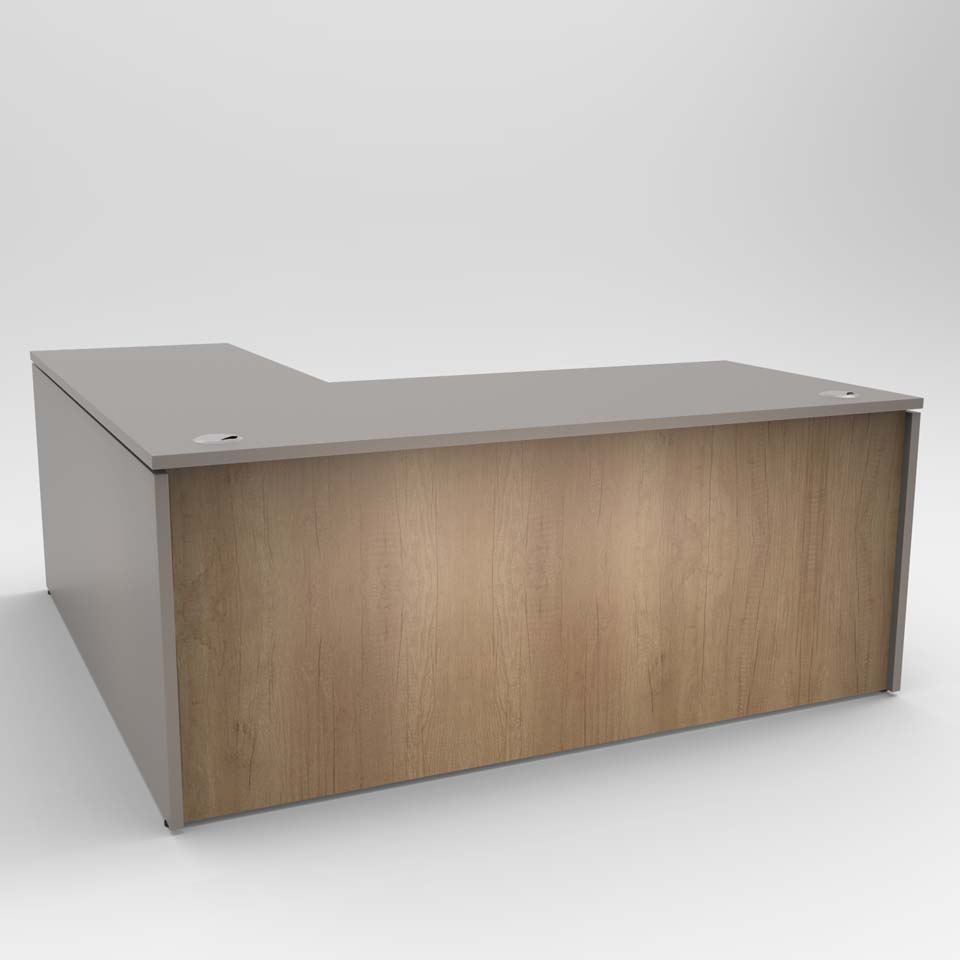 Grey L-Shaped Office Desk