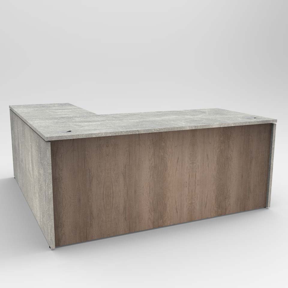 Grey L-Shaped Office Desk