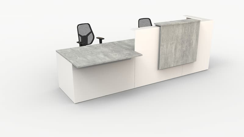 white reception desk