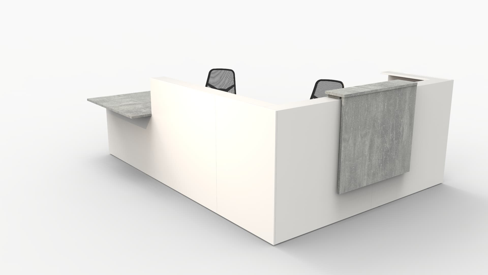 white reception desk